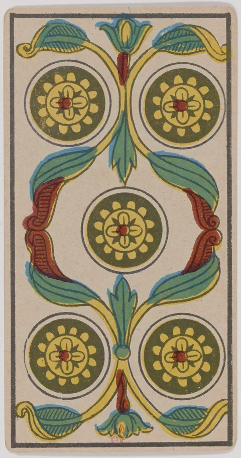Cinco de Ouros, tarot de Marselha
