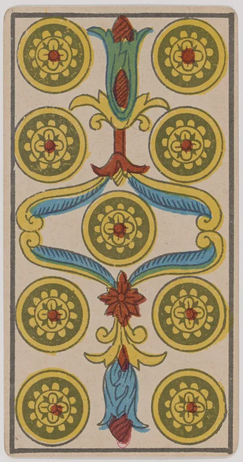 Nove de Ouros, tarot de Marselha